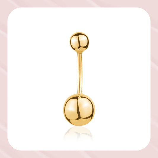 Trendsetting Body Piercing Glamour! Exceptional Hypoallergenic 14K Gold Barbell Belly Button Ring - Elevate Your Body Piercing Experience with Unmatched Quality and Design. Made in Spain by Massete