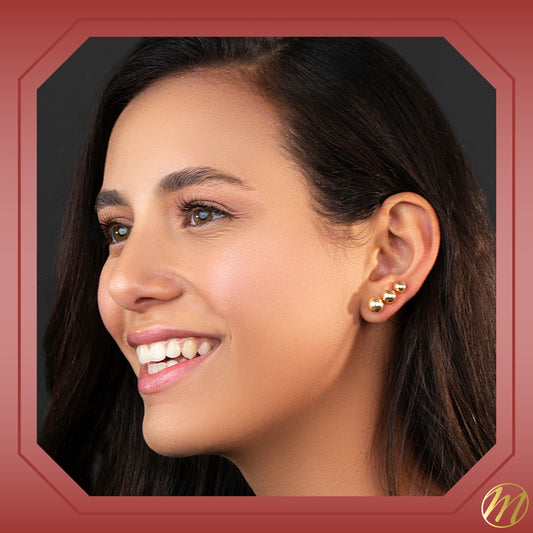 Gold Ball Stud Earrings for Women and Girls