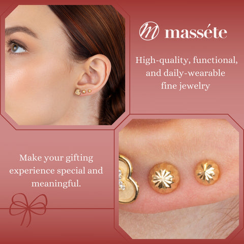 14k Yellow Gold Half Ball Earrings Fluted Flat Back Screwback 4mm 5mm 14k Yellow Gold Half Ball Earrings Fluted Flat Back Screwback 4mm 5mm