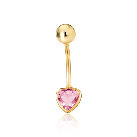 Heart Belly Ring 14k Yellow Gold Navel Ring Belly Button Ring 16 Gauge Simulated Diamond Gemstone Body Piercing Jewelry Heart Belly Ring 14k Yellow Gold Navel Ring Belly Button Ring 16 Gauge Simulated Diamond Gemstone Body Piercing Jewelry