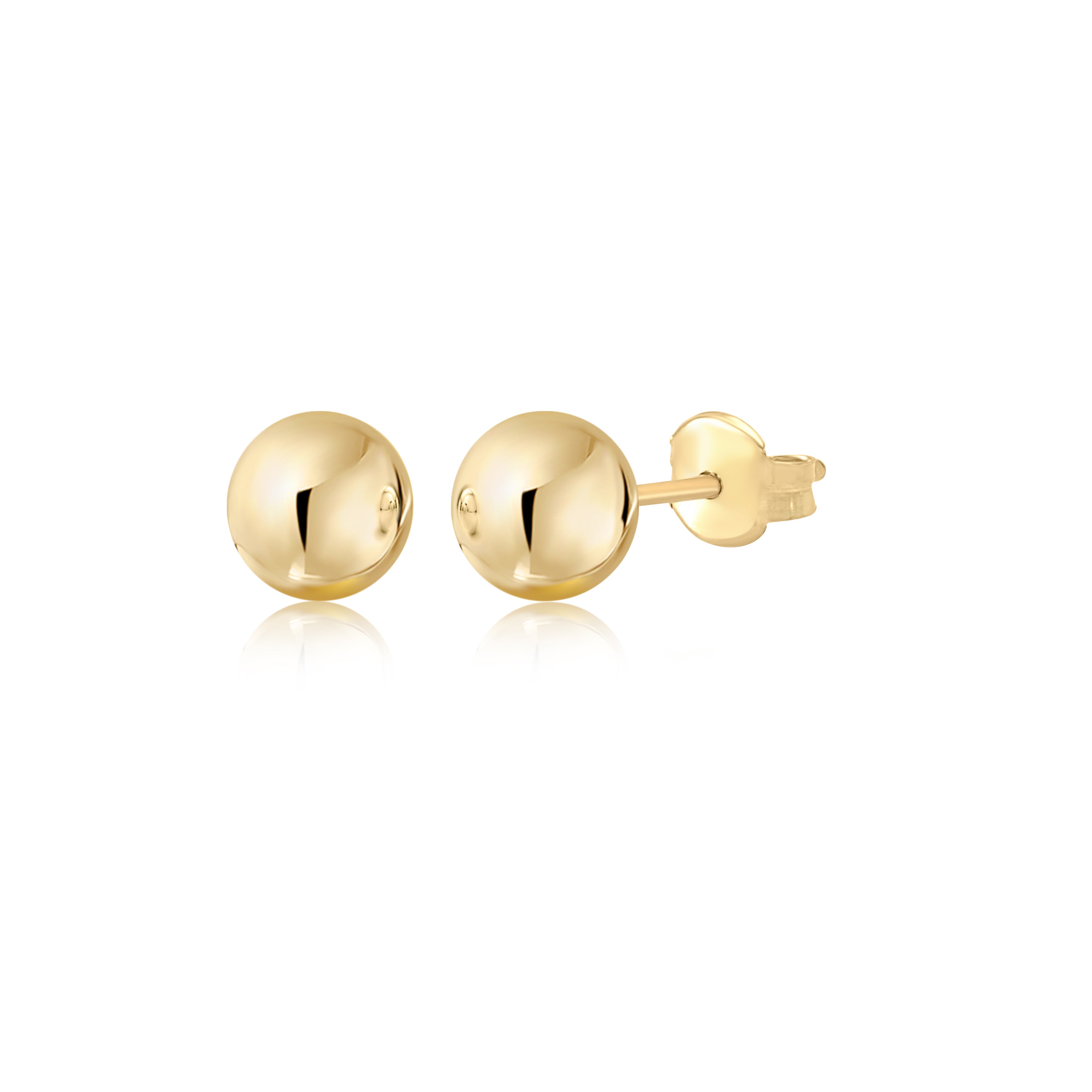  14K Yellow Gold Polished Ball Stud Earrings 3MM - 8MM