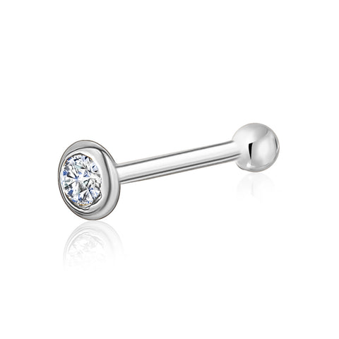 10k white gold nose stud with cubic zirconia diamond 10k white gold nose stud with cubic zirconia diamond