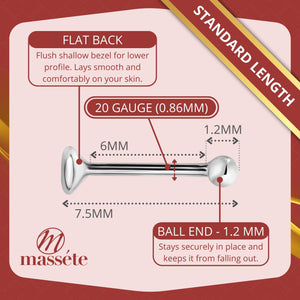 Schematic of the standard gauge measurement for nose studs 14k White Gold Schematic of the standard gauge measurement for nose studs 14k White Gold