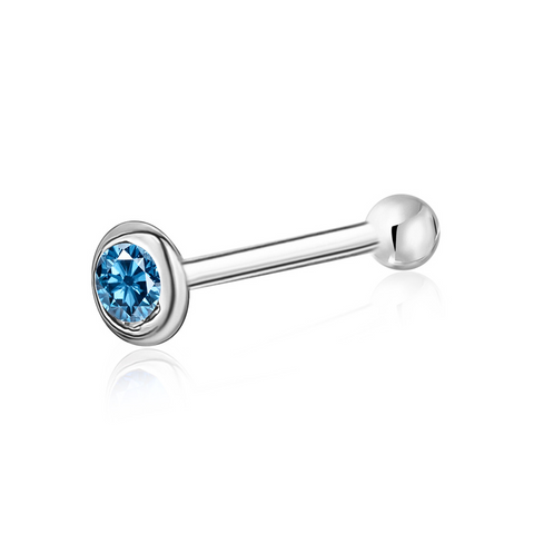 White Gold Nose Ring Simulated Aquamarine White Gold Nose Ring Simulated Aquamarine