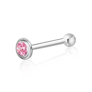 White 14k gold nose stud with pink CZ Tourmaline White 14k gold nose stud with pink CZ Tourmaline