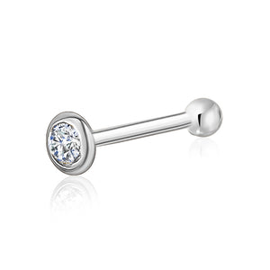 14k white gold nose stud with cubic zirconia diamond 14k white gold nose stud with cubic zirconia diamond