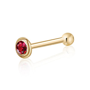14k gold nose stud with synthetic ruby gemstone 14k gold nose stud with synthetic ruby gemstone