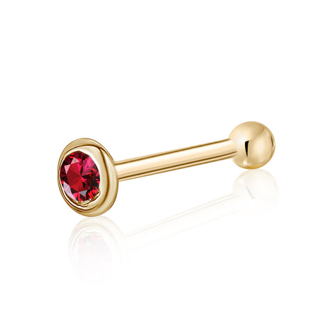 14k gold nose stud with synthetic ruby gemstone 14k gold nose stud with synthetic ruby gemstone