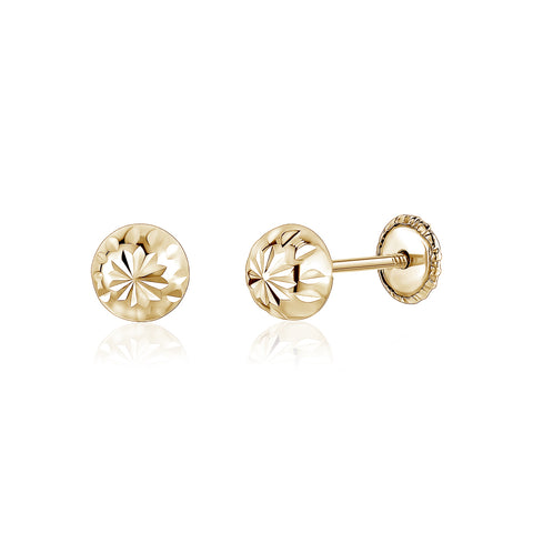 14k Yellow Gold Half Ball Earrings Fluted Flat Back Screwback 4mm 5mm 14k Yellow Gold Half Ball Earrings Fluted Flat Back Screwback 4mm 5mm