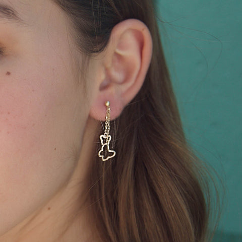 14K Yellow Gold Double Open Butterfly Long Dangle Earrings 14K Yellow Gold Double Open Butterfly Long Dangle Earrings