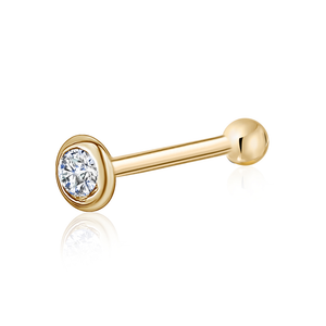 14k solid gold nose bone stud with CZ diamond accent 14k solid gold nose bone stud with CZ diamond accent