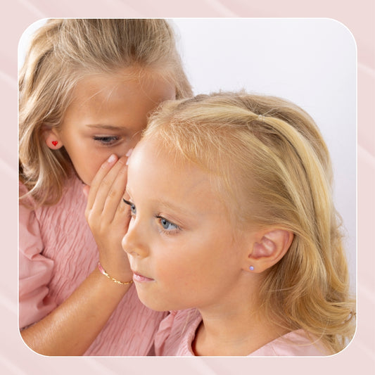 girl with enamel stud earrings 