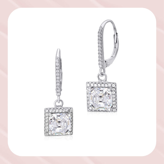 Asscher cut leverback earrings 