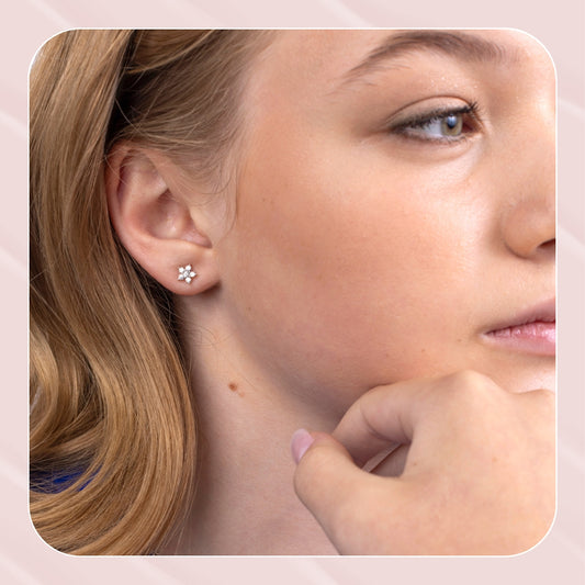 Birthstone Earrings | Flower Cluster Earrings Sterling Silver