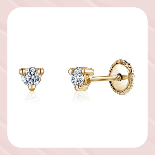 3 Prong Diamond Stud Earrings - Martini Style Stud Earrings