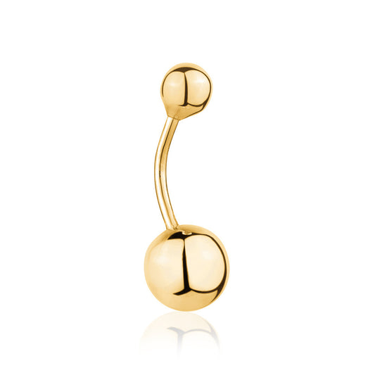 Massete 14k solid gold belly button ring barbell navel ring 16 gauge yellow gold hypoallergenic