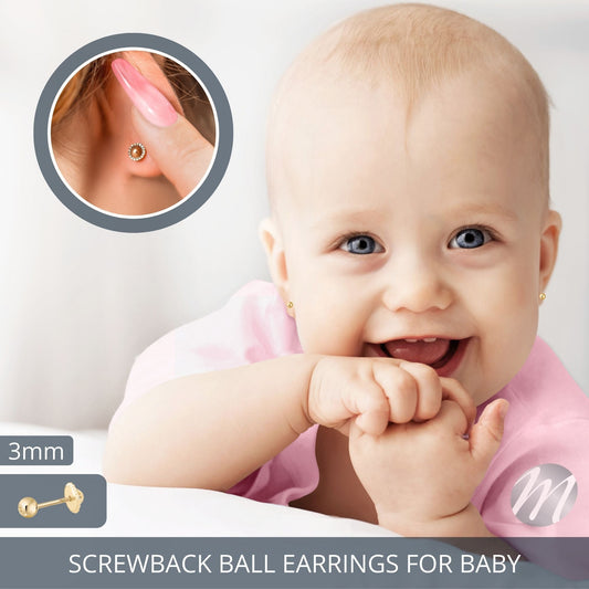 Massete screwback 14k ball earrings for baby blog