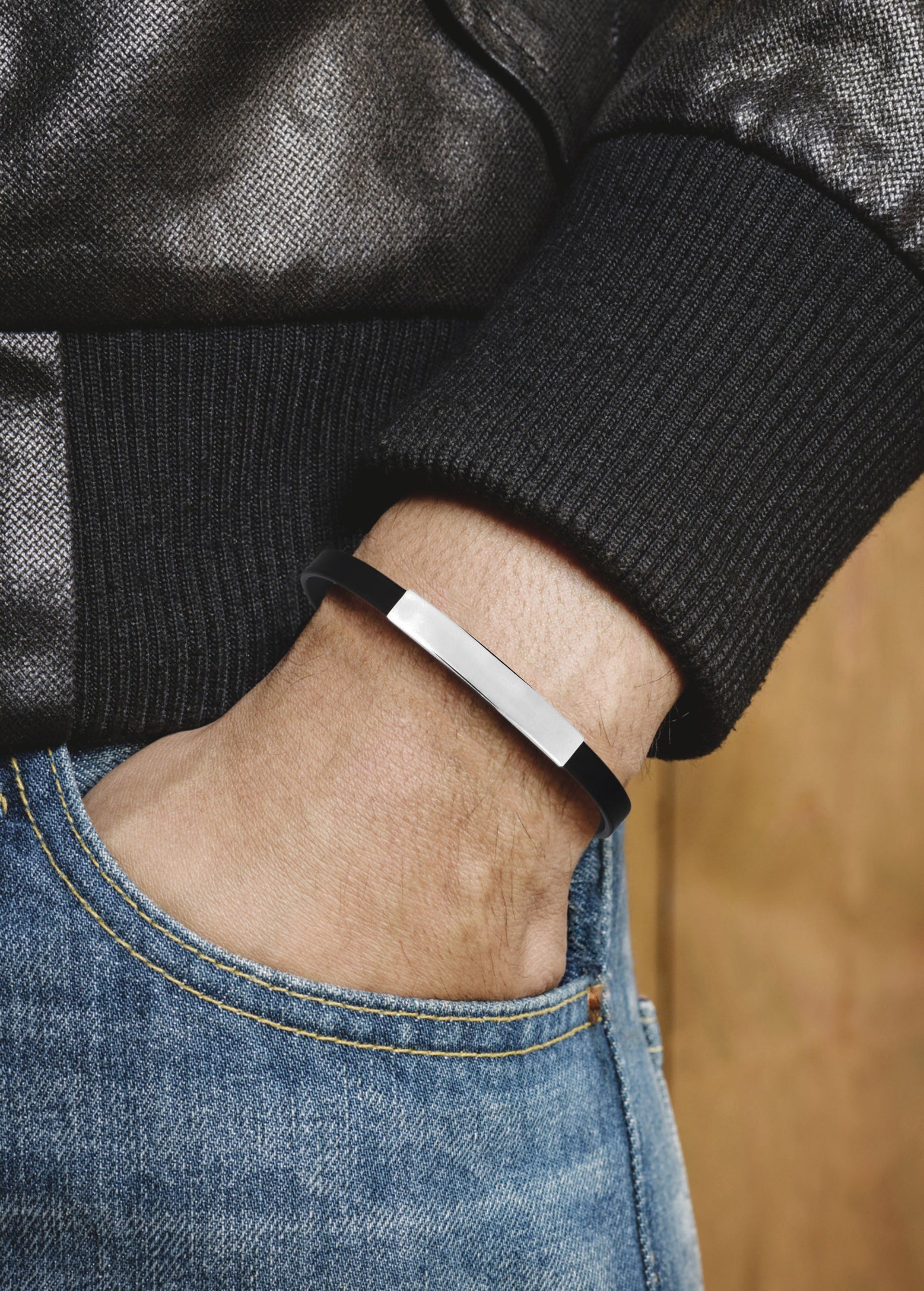Massete mens sterling silver 925 id bracelets - Massete