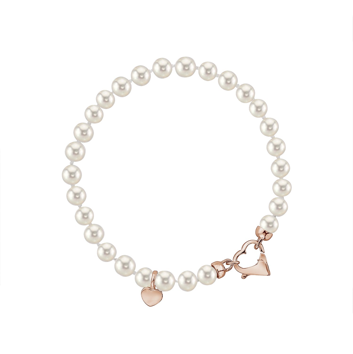 Pearl Bracelet with heart charm 