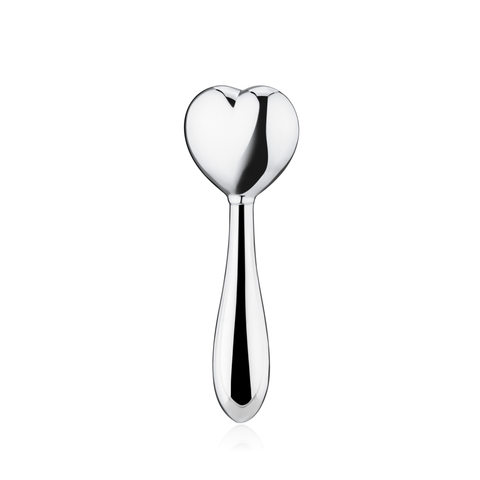 UNICORNJ Sterling Silver Keepsake Baby Rattle Heart Shaped Personalized with Engraved Initials or Name | Complete with Gift Box | Gift for Baby | Made in Italy