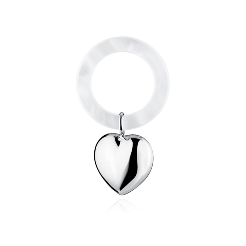 UNICORNJ Sterling Silver Keepsake Baby Rattle Teether Small Heart Personalized with Engraved Initials or Name | Complete with Gift Box | Gift for Baby | Made in Italy