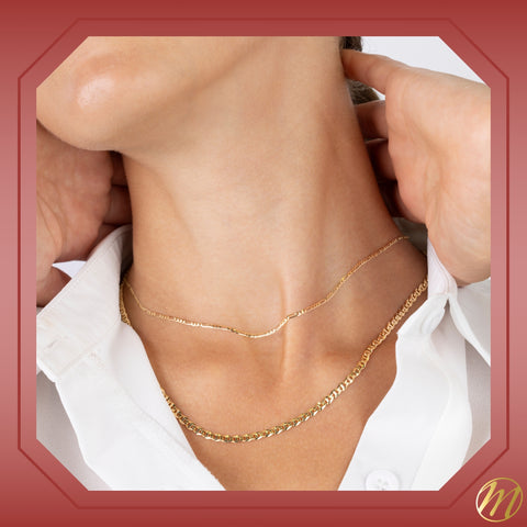 14K Solid Yellow Gold Flat Mariner Chain Necklace for Men and Women Made in Italy - Length 20in Width 3mm