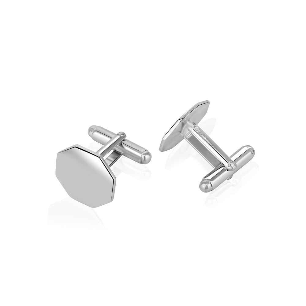 Sterling Silver 925 Octagon Cufflinks Custom Initial Engraved Made In Italy Personalized Cufflink Gift for Men