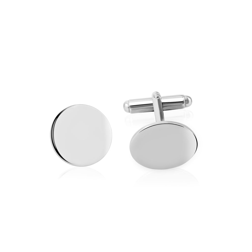 Sterling Silver 925 Round Cufflinks Custom Initial Engraved Made In Italy Personalized Cufflink Gift for Men