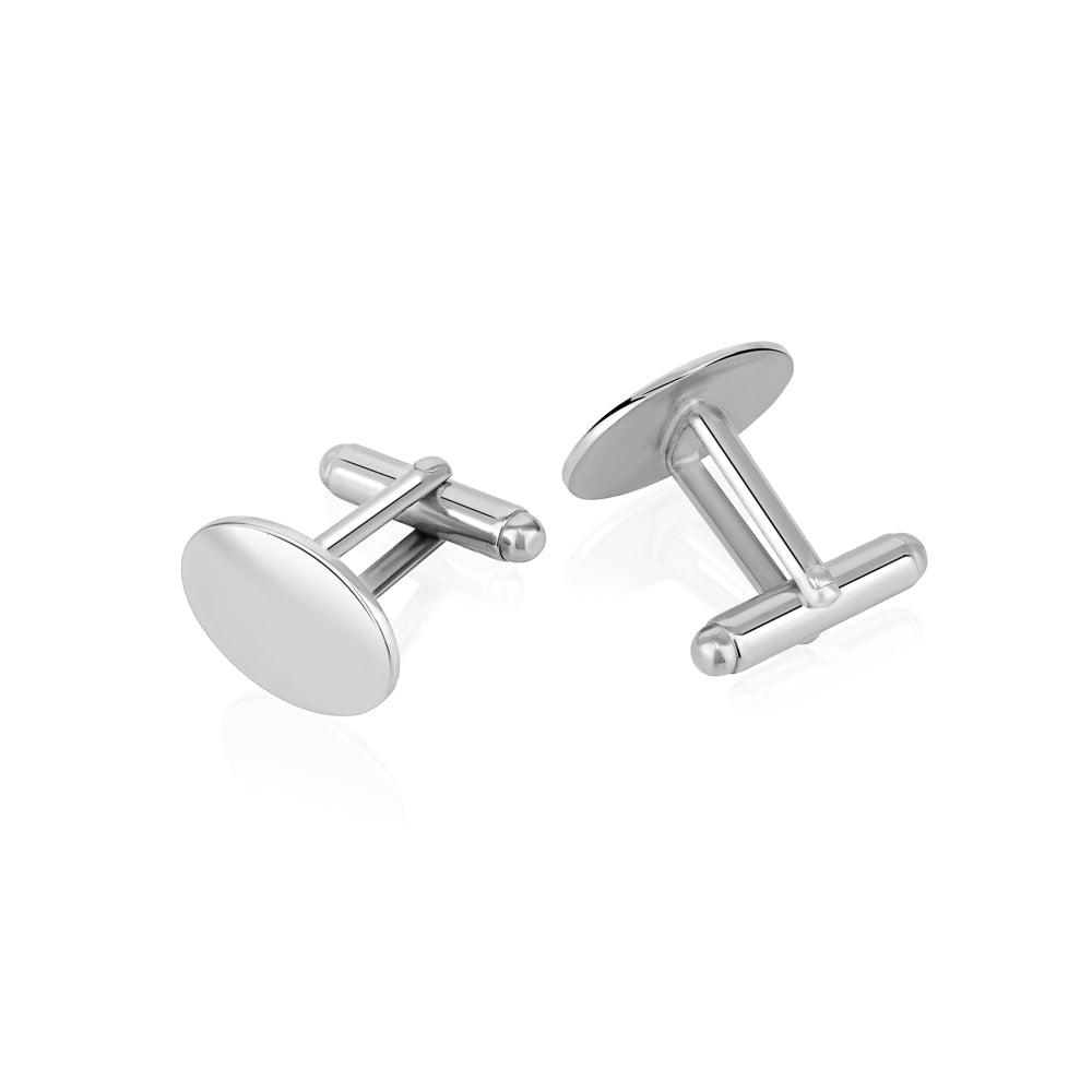 Sterling Silver 925 Oval Cufflinks Custom Initial Engraved Made In Italy Personalized Cufflink Gift for Men