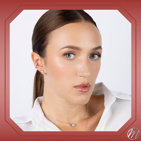 Sterling Silver Faux Conch Hoop Earrings with Simulated Diamonds Gemstones Cartilage Ear Cuff for Non Pierced Ears
