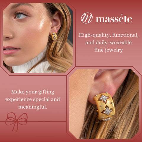 Sterling Silver Wide Hoop Earrings Simulated Diamonds Yellow Gold Plated Satin Designer Inspired French Clip