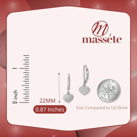 MASSETE Sterling Silver 925 Pave CZ Simulated Diamond Leverback Earrings Dangle
