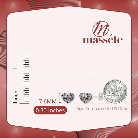 Sterling Silver Heart Stud Earrings Multi Color for Girls 8mm