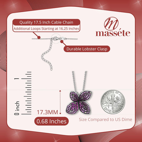 Sterling Silver Necklace Pendant Flower Petit Fleur with Colors Assorted Cubic Zirconia 17.5"