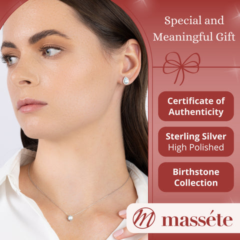 Sterling Silver Floating Solitaire Necklace Pendant for Girls Simulated Birthstone