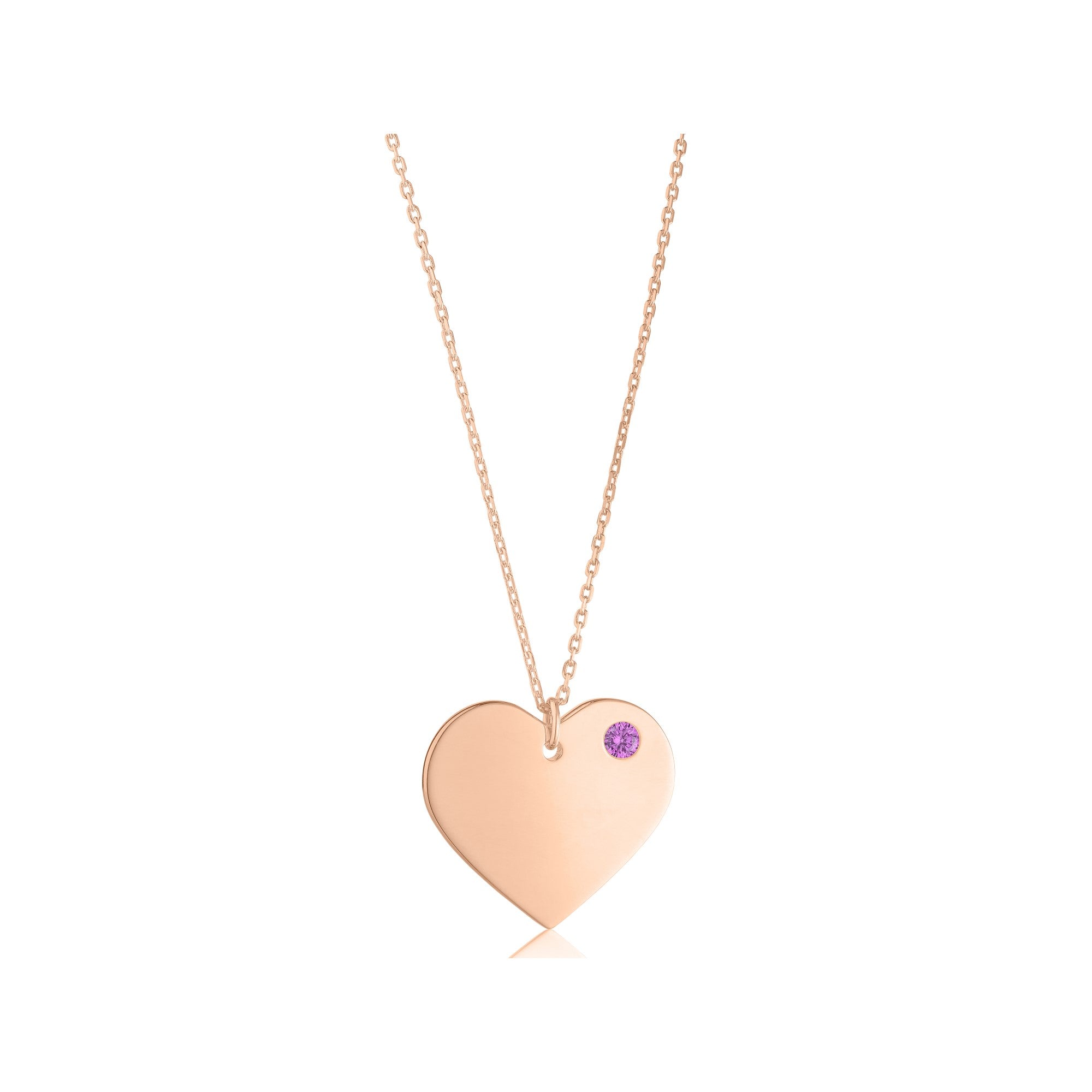 MASSETE Sterling Silver 925 Rose Gold Plated Personalized Engraved Heart Necklace with Simulated Birthstone Custom Engravable Pendant for Women and Girls
