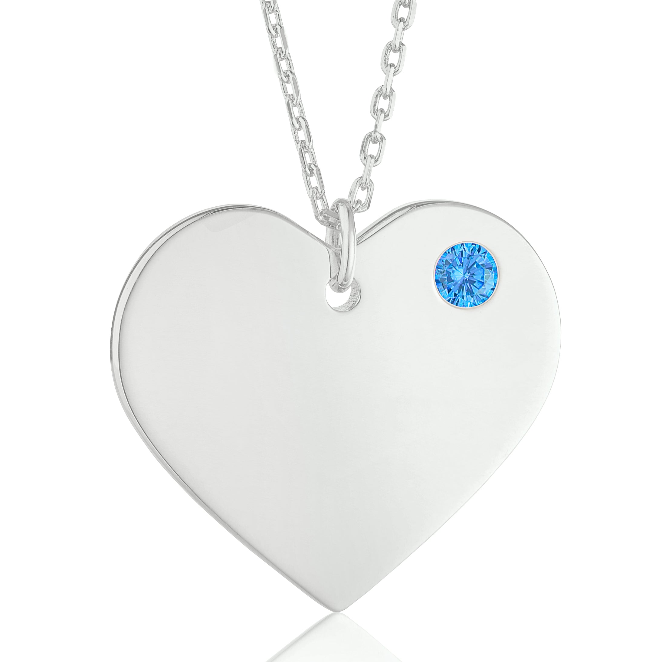MASSETE Sterling Silver 925 Personalized Engraved Heart Necklace with Simulated Birthstone Custom Engravable Pendant for Women and Girls
