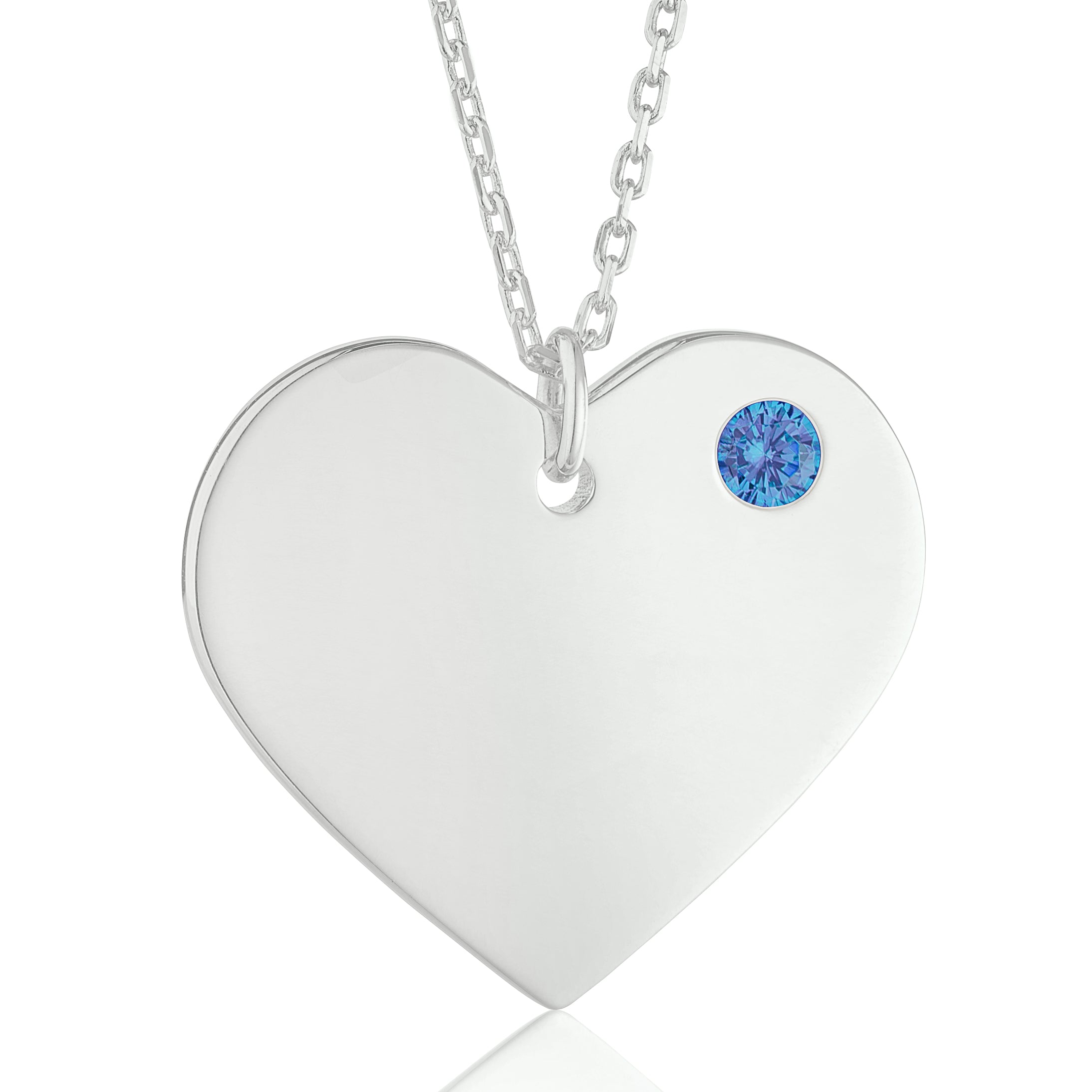 MASSETE Sterling Silver 925 Personalized Engraved Heart Necklace with Simulated Birthstone Custom Engravable Pendant for Women and Girls