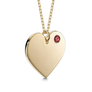 Sterling silver yellow gold plated engraved heart necklace with birthstone