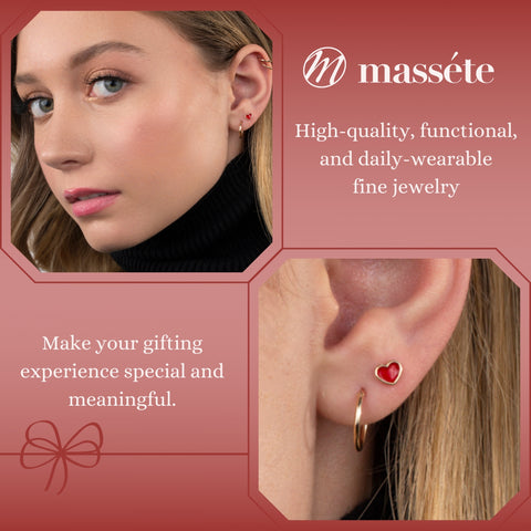 MASSETE 14k Yellow Gold Screwback Earrings Heart for Baby and Children
