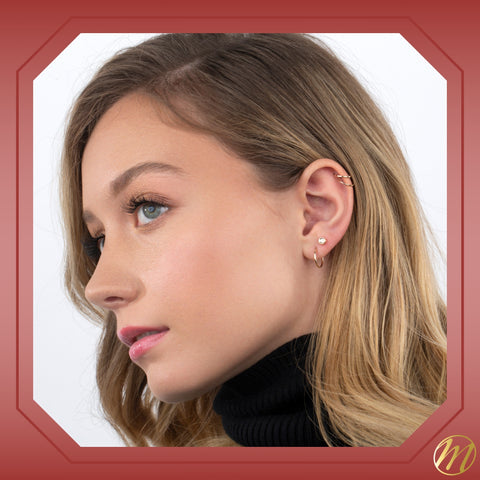 14k Gold CZ Button Round Stud Earrings Screwback Baby Girls or Multiple Piercings Yellow with Simulated Diamond