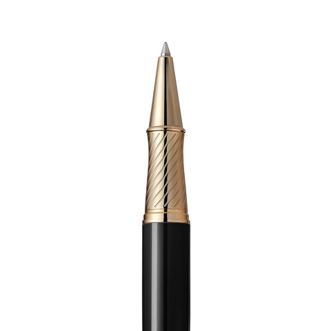 Massete Venero Executive Classic Luxury Rollerball Pen, Glossy Black, Red, or Blue with 23K Gold Plated Trim, Removable Cap, Engravable, Presented in Gift Box, Extra Refill Included, Fine Tip, Black or Blue Ink