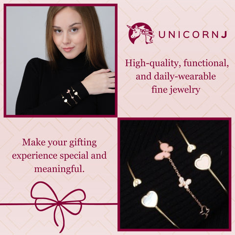 14K Rose Gold Butterfly Bracelet with Pink Mother of Pearl and Simulated Diamonds Italy 7"