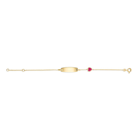 UNICORNJ 14k Yellow Gold Girls ID Bracelet Engravable with Enamel Charm for Girls Kids Toddler Baby Made in Italy 5.5"