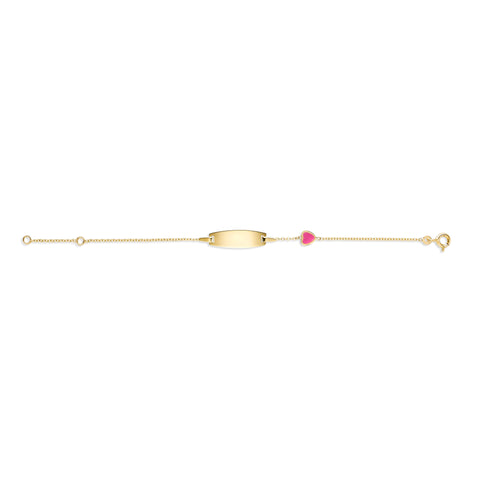 UNICORNJ 14k Yellow Gold Girls ID Bracelet Engravable with Enamel Charm for Girls Kids Toddler Baby Made in Italy 5.5"