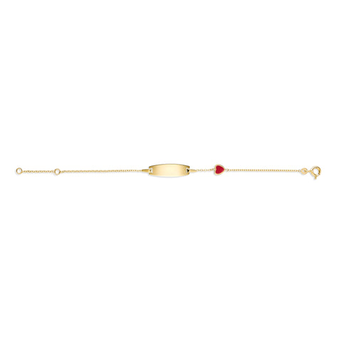 UNICORNJ 14k Yellow Gold Girls ID Bracelet Engravable with Enamel Charm for Girls Kids Toddler Baby Made in Italy 5.5"