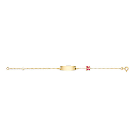 UNICORNJ 14k Yellow Gold Girls ID Bracelet Engravable with Enamel Charm for Girls Kids Toddler Baby Made in Italy 5.5"
