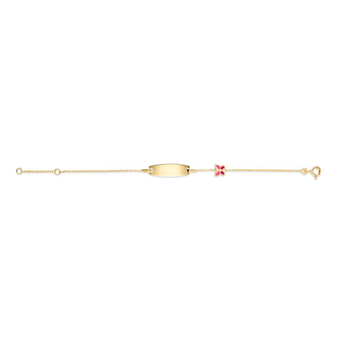 UNICORNJ 14k Yellow Gold Girls ID Bracelet Engravable with Enamel Charm for Girls Kids Toddler Baby Made in Italy 5.5"