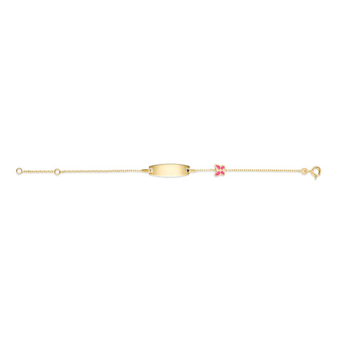 UNICORNJ 14k Yellow Gold Girls ID Bracelet Engravable with Enamel Charm for Girls Kids Toddler Baby Made in Italy 5.5"