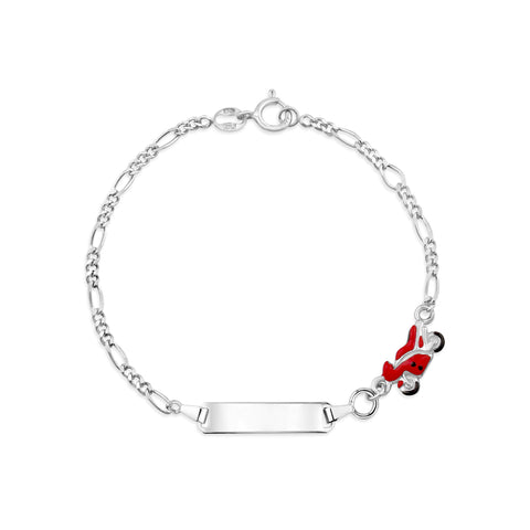 UNICORNJ Sterling Silver 925 Engravable ID Bracelet Figaro Chain for Boys Girls with Enamel Charm 6.5"